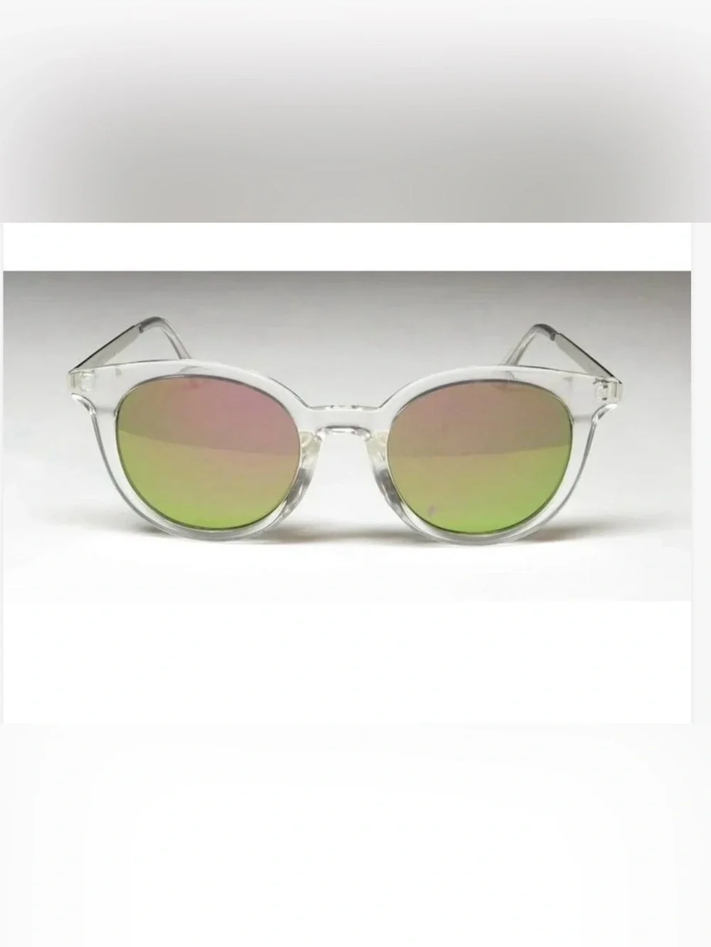 Oscar by Oscar de la Renta Sunglasses Clear Frame Pink Green Mirrored Lenses NEW